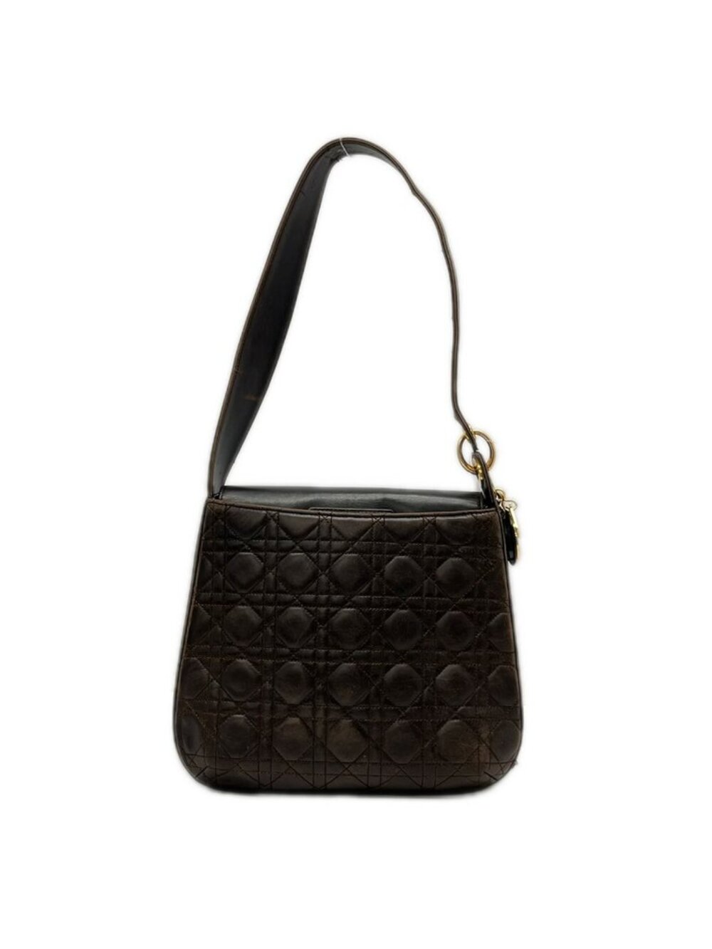 Dior Shoulder Bag Cannage Stitch Dark Brown Leather